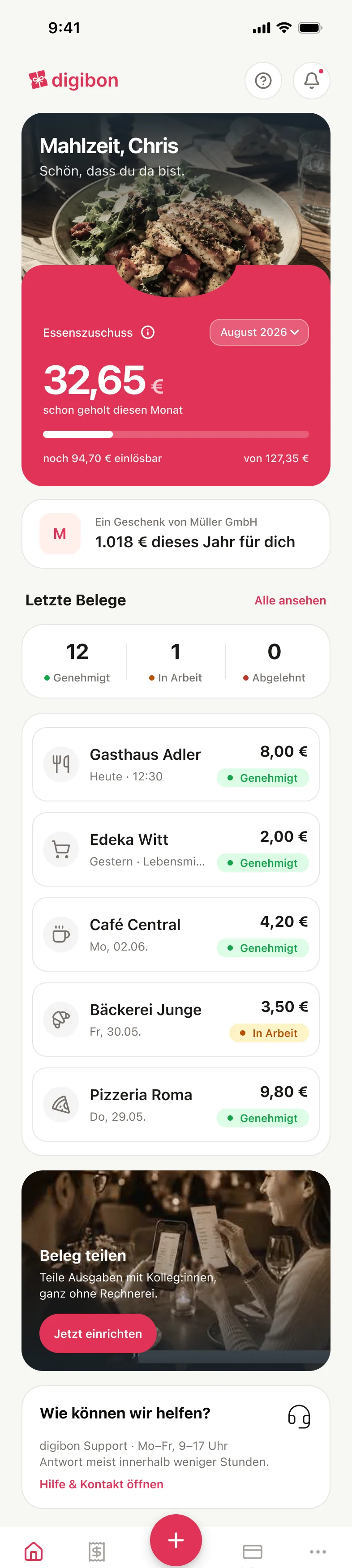 digibon App Status und Belege